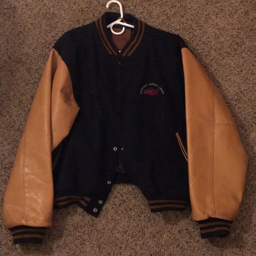 Navy oversized letterman jacket
